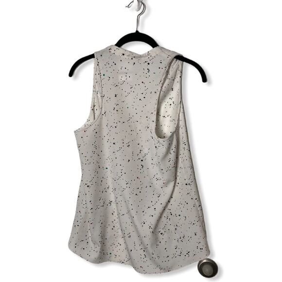 Tibi Splatter Dot Halter Top White Multicolor Print Wrap Style Size S - Picture 4 of 5